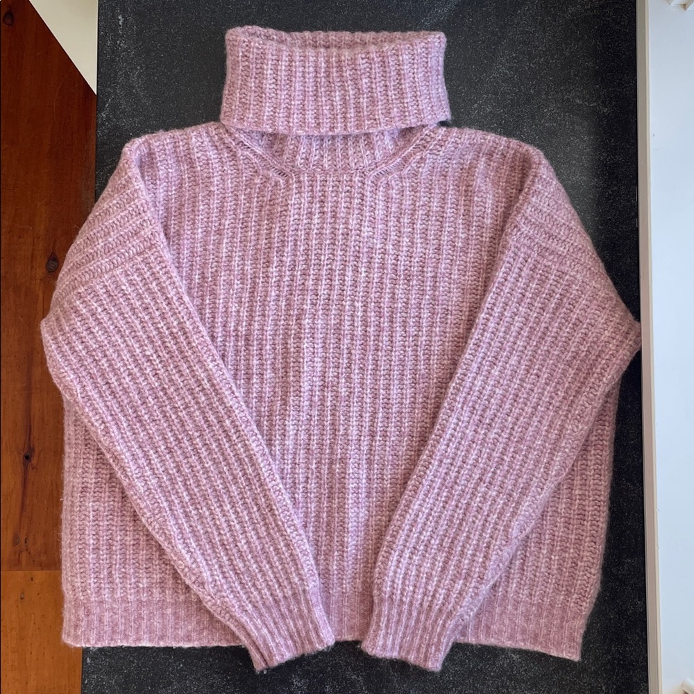 NWT Fisherman Out of Ireland Pink Wool Turtleneck Sweater Women’s Ex-Large (XL)
